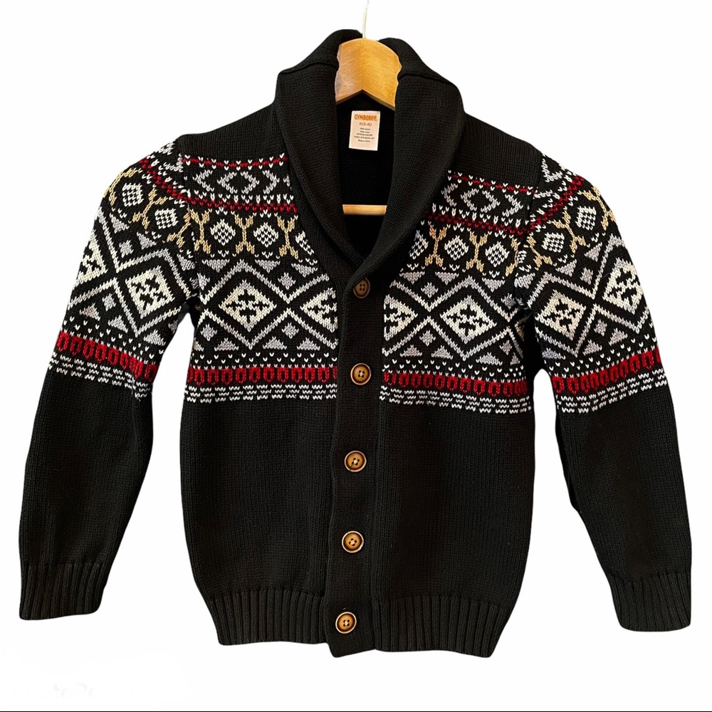 Gymboree Nordic Black Knit Cardigan Girls Size 5/6
